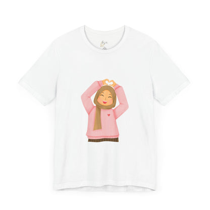 Heart Gesture Tee, Love Shirt, Valentine's Day Top, Casual Wear, Gift for Her, Friendship Tee, Everyday T-Shirt