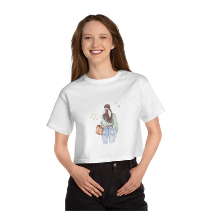 Cropped T-Shirt Featuring Vintage Elegance, Casual Style, Gift for Women, Summer Fashion, Chic Streetwear, Relaxed Look