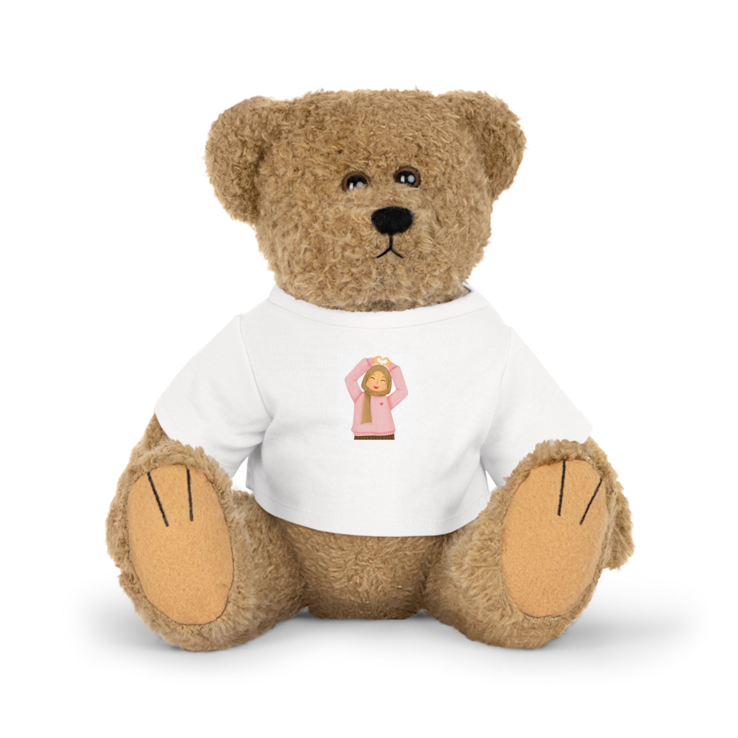 Plush Bear with Cute T-Shirt, Adorable Gift for Kids, Stuffed Animal, Birthday Present, Cuddle Buddy, Playroom Decor