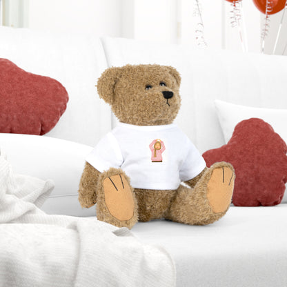 Plush Bear with Cute T-Shirt, Adorable Gift for Kids, Stuffed Animal, Birthday Present, Cuddle Buddy, Playroom Decor