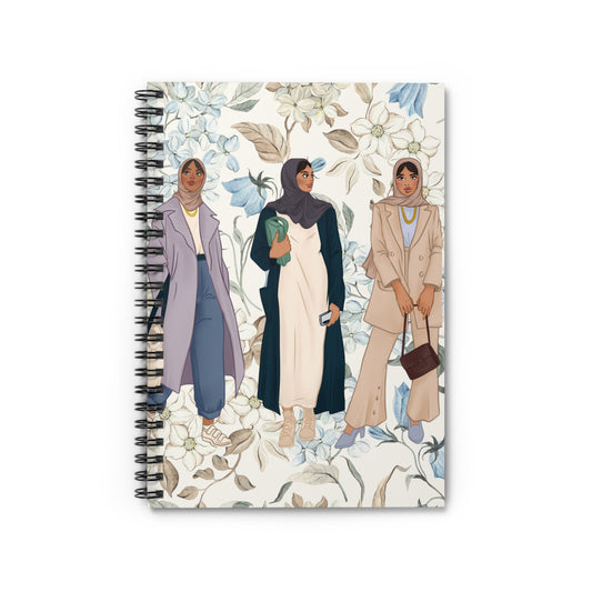 Chic Floral Spiral Notebook, Fashion Illustration Journal, Stylish Writing Pad, Gift for Students, School Supplies, Trendy Diary