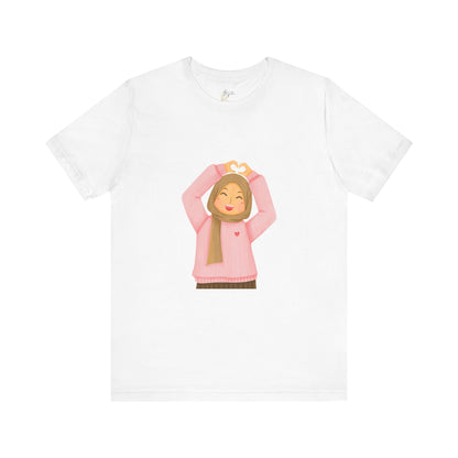 Heart Gesture Tee, Love Shirt, Valentine's Day Top, Casual Wear, Gift for Her, Friendship Tee, Everyday T-Shirt