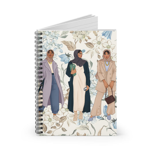 Chic Floral Spiral Notebook, Fashion Illustration Journal, Stylish Writing Pad, Gift for Students, School Supplies, Trendy Diary