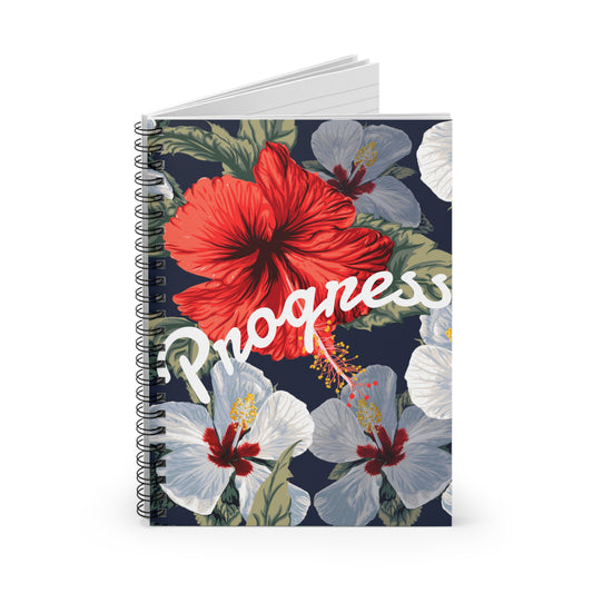 Floral Spiral Notebook - Tropical Hibiscus Design, Summer Journal, Gift for Students, Colorful Stationery, Writing Pad